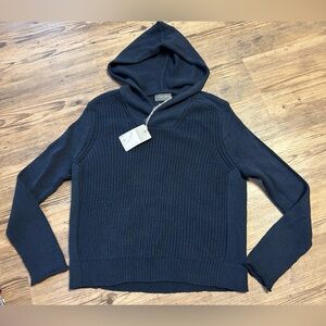 Wooden Ships Maverick Boyfriend Sweater Knit Hoodie Dark Indigo S/M NWT